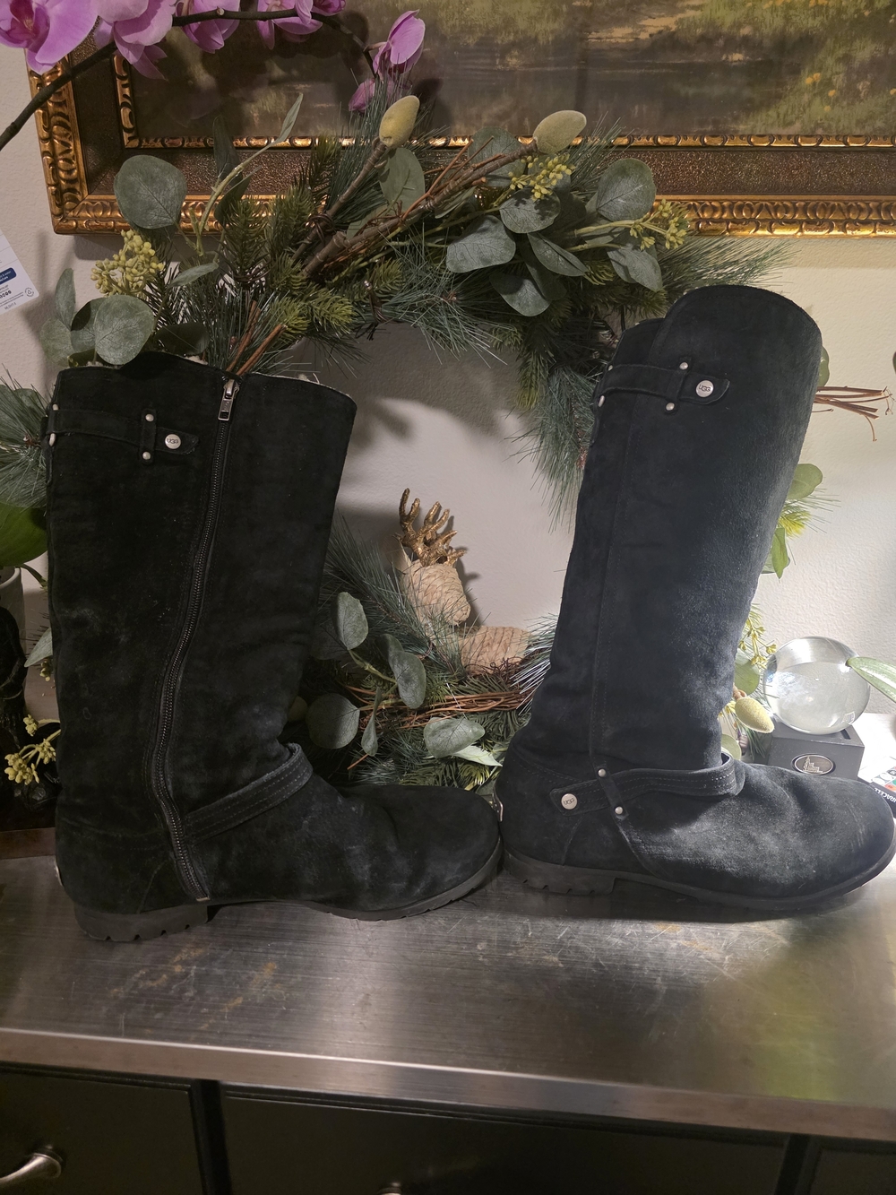 UGG Black Suede Tall Winter Boots
